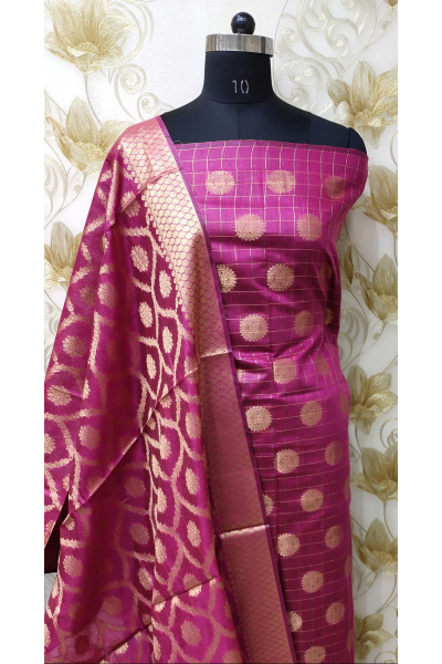 All Over Banarasi Butta Weaving Rani Silk Suit Fabric Set (KR878)